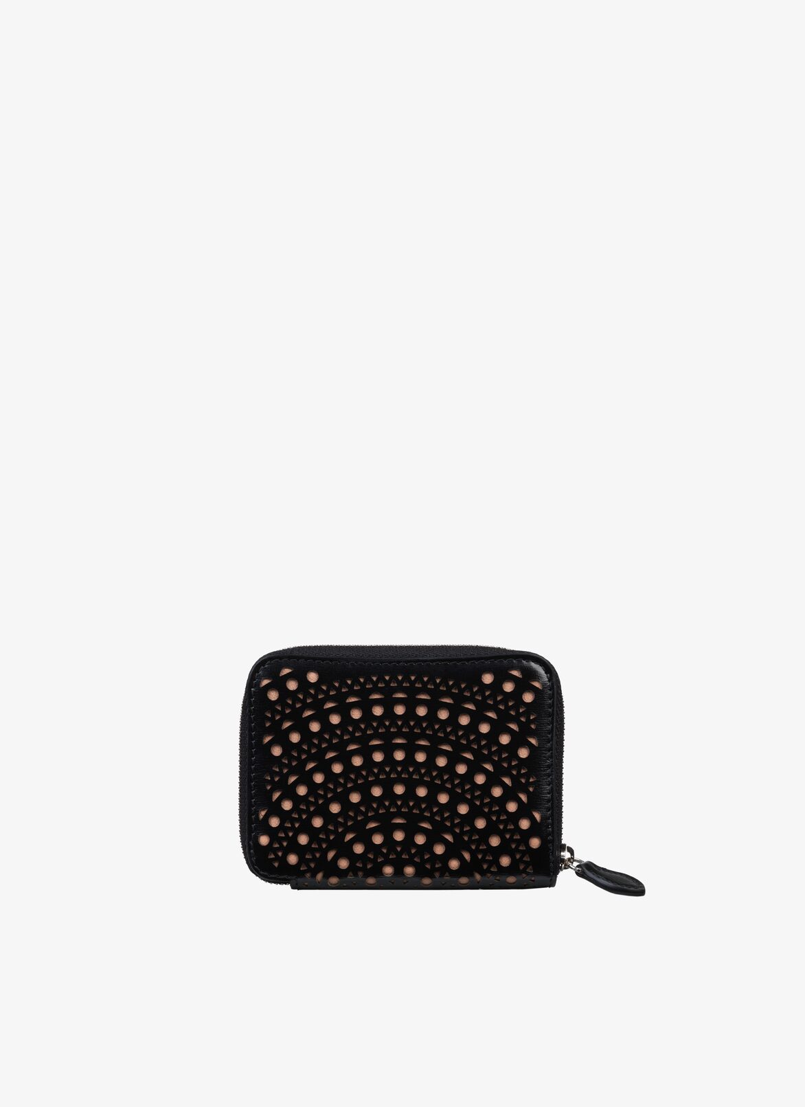 ZIPPED OPENWORK LEATHER CARDHOLDER ALAÏA BLACK/SAND ZIPPED OPENWORK LEATHER CARDHOLDER